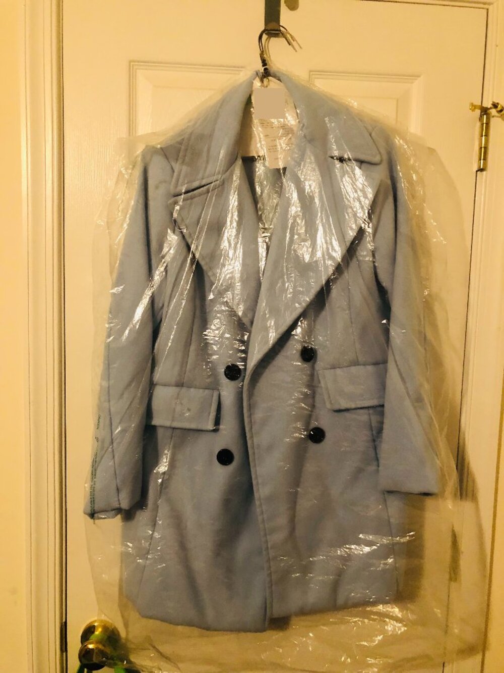Sky Blue Double-Breasted Tailored Pea Coat